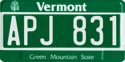 VT license plate APJ831