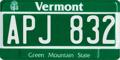 VT license plate APJ832