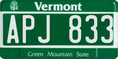 VT license plate APJ833