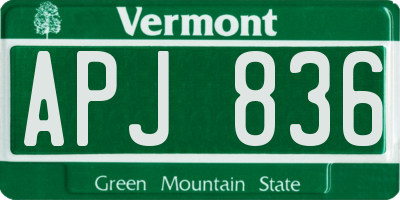 VT license plate APJ836