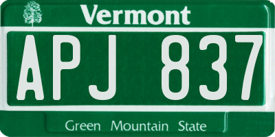 VT license plate APJ837