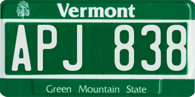 VT license plate APJ838