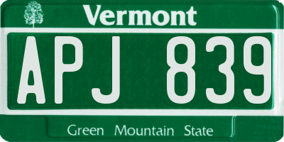 VT license plate APJ839