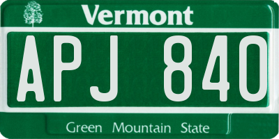 VT license plate APJ840