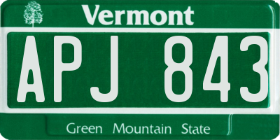 VT license plate APJ843