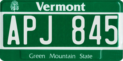 VT license plate APJ845