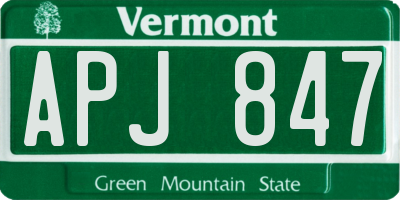 VT license plate APJ847