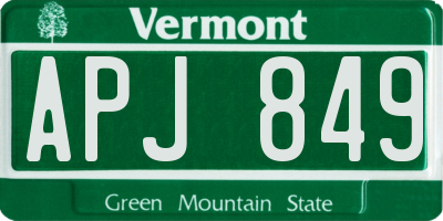 VT license plate APJ849