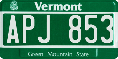 VT license plate APJ853