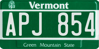 VT license plate APJ854