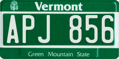 VT license plate APJ856