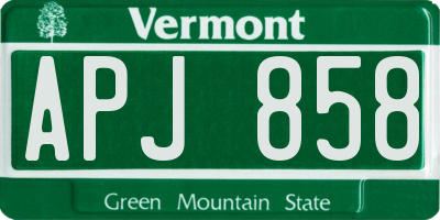 VT license plate APJ858