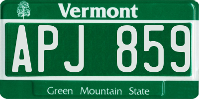 VT license plate APJ859