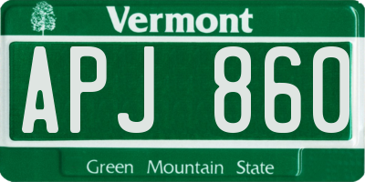 VT license plate APJ860