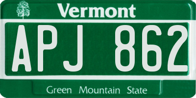 VT license plate APJ862