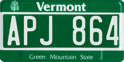VT license plate APJ864