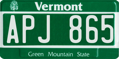VT license plate APJ865