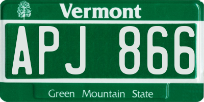 VT license plate APJ866