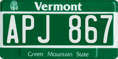 VT license plate APJ867
