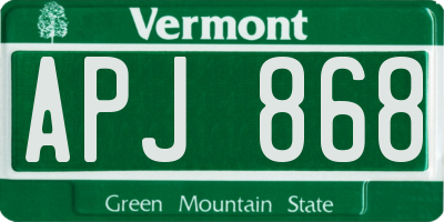 VT license plate APJ868