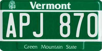 VT license plate APJ870