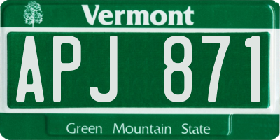 VT license plate APJ871