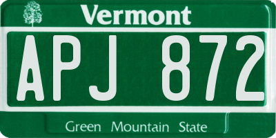 VT license plate APJ872