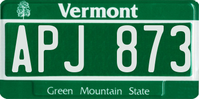 VT license plate APJ873