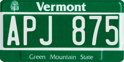 VT license plate APJ875