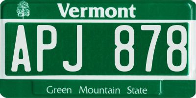VT license plate APJ878