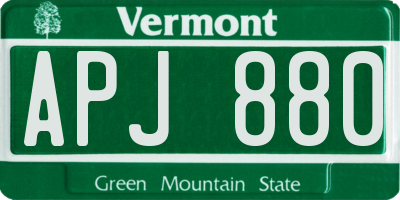 VT license plate APJ880