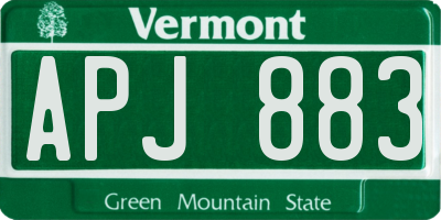 VT license plate APJ883