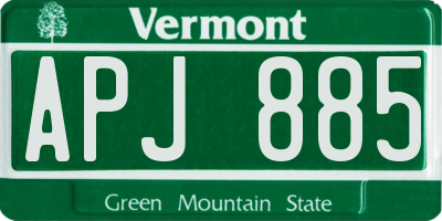 VT license plate APJ885