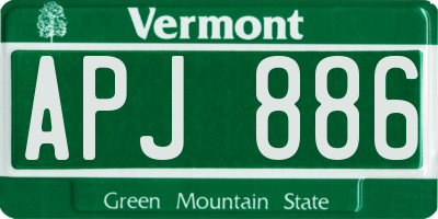 VT license plate APJ886