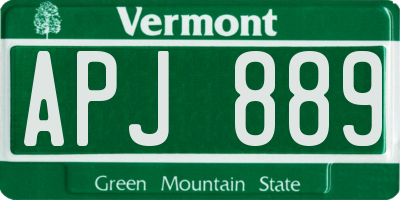 VT license plate APJ889