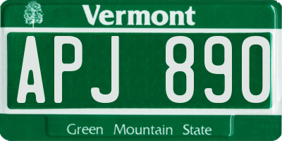 VT license plate APJ890