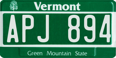 VT license plate APJ894