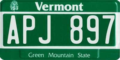 VT license plate APJ897