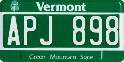VT license plate APJ898