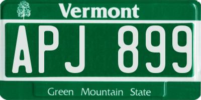VT license plate APJ899