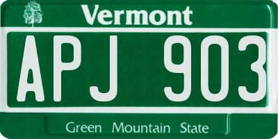 VT license plate APJ903