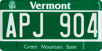 VT license plate APJ904