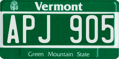 VT license plate APJ905