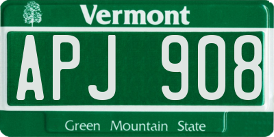 VT license plate APJ908