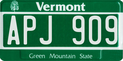 VT license plate APJ909