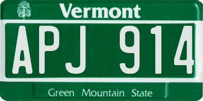 VT license plate APJ914