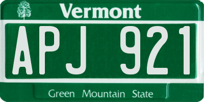 VT license plate APJ921