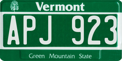 VT license plate APJ923