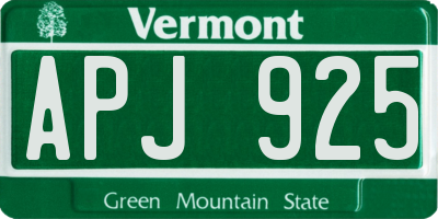 VT license plate APJ925