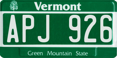 VT license plate APJ926